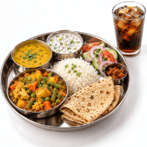 Vegetable Thali with Drink
